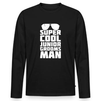 Kids Junior Groomsman Wedding Marriage Party Jr - Men's Premium Organic Long Sleeve Shirt - black - Front - Nico (187cm)