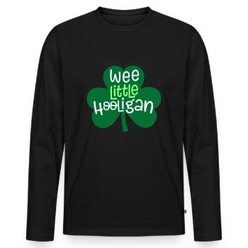 Wee Little Hooligan St Patrick's Day Kids Boys - Men's Premium Organic Long Sleeve Shirt - black - Front - Nico (187cm)