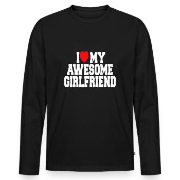 J’aime ma petite amie géniale couples de Saint-Valentin - T-shirt manches longues Premium bio Homme - noir - Devant - Nico (187cm)