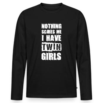 Funny Twin Daughter Mom of Twins Dad of Twins - Men's Premium Organic Long Sleeve Shirt - black - Front - Nico (187cm)