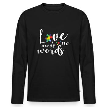 Love Needs No Words Autistic Puzzle Autism - Men's Premium Organic Long Sleeve Shirt - black - Front - Nico (187cm)