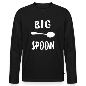Big Spoon - Lustiges passendes Familienpaar - Männer Premium Bio Langarmshirt - Schwarz - Vorne - Nico (187cm)