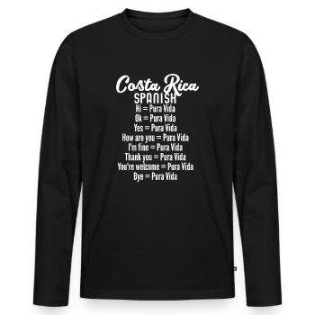 Costa Rica Espagnol Pura Vida Souvenir - T-shirt manches longues Premium bio Homme - noir - Devant - Nico (187cm)