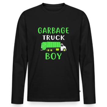 Müllwagen Junge für Kinder, Junge, Mädchen, Kleinkinder - Männer Premium Bio Langarmshirt - Schwarz - Vorne - Nico (187cm)
