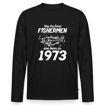 50e anniversaire pêche 50 ans pêcheur 1973 - T-shirt manches longues Premium bio Homme - noir - Devant - Nico (187cm)