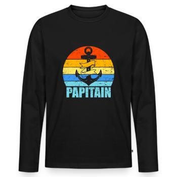 Papitain Capitan Dad Father's Day 2022 For Dad - Men's Premium Organic Long Sleeve Shirt - black - Front - Nico (187cm)