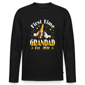 Grandad Gift First Time Grandad EST 2022 - Men's Premium Organic Long Sleeve Shirt - black - Front - Nico (187cm)