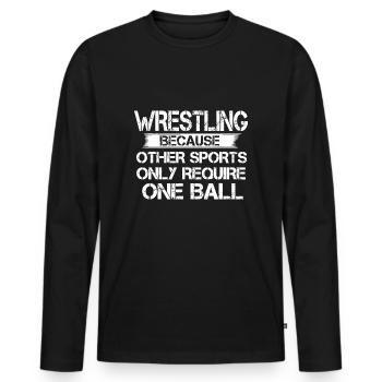 Wrestling, weil andere Sportarten nur eine erfordern - Männer Premium Bio Langarmshirt - Schwarz - Vorne - Nico (187cm)