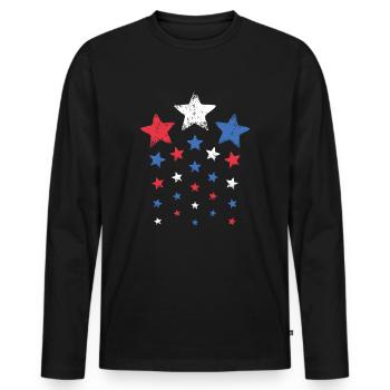 4 juillet Femmes Hommes Mignons Rouge Blanc Bleu Étoiles - T-shirt manches longues Premium bio Homme - noir - Devant - Nico (187cm)