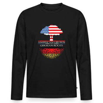 German Roots American Grown Tree Flag USA Germany - Men's Premium Organic Long Sleeve Shirt - black - Front - Nico (187cm)