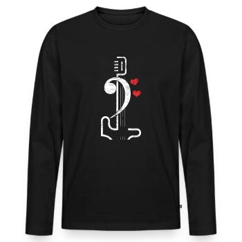 Bass Clef for Bassists & Bass Players - Men's Premium Organic Long Sleeve Shirt - black - Front - Nico (187cm)