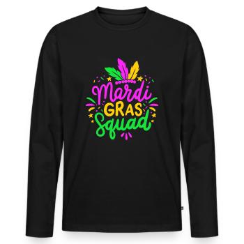Mardi Gras Squad Party Gift - Men's Premium Organic Long Sleeve Shirt - black - Front - Nico (187cm)
