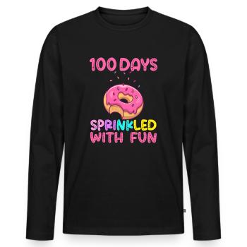 100 jours saupoudrés de plaisir, 100 jours d’école - T-shirt manches longues Premium bio Homme - noir - Devant - Nico (187cm)
