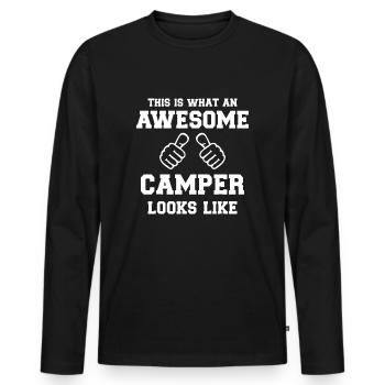 This is What an Awesome Camper Looks Like Camping - Men's Premium Organic Long Sleeve Shirt - black - Front - Nico (187cm)