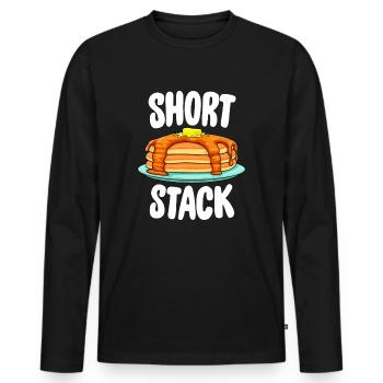 Funny Short Stack Pancake - Cadeau de brunch gastronomique - T-shirt manches longues Premium bio Homme - noir - Devant - Nico (187cm)