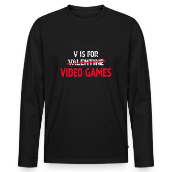 V steht für Valentinstag Videospiele Geschenk für Gamer ihn - Männer Premium Bio Langarmshirt - Schwarz - Vorne - Nico (187cm)