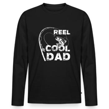 Herrenrolle Cool Papa Angeln Papa Vatertag Lustig - Männer Premium Bio Langarmshirt - Schwarz - Vorne - Nico (187cm)