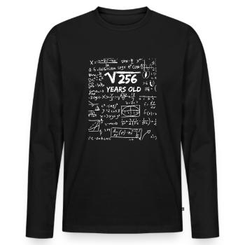 Square Root of 256 | 16th Birthday 16 Years Old - Men's Premium Organic Long Sleeve Shirt - black - Front - Nico (187cm)