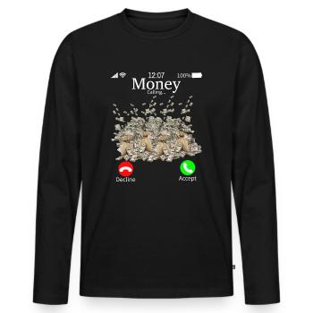 L’argent appelle l’argent, drôle d’arnaqueur d’affaires - T-shirt manches longues Premium bio Homme - noir - Devant - Nico (187cm)
