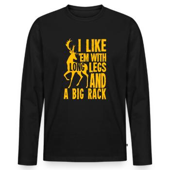 Cadeau de citation de chasse au cerf drôle pour les chasseurs - T-shirt manches longues Premium bio Homme - noir - Devant - Nico (187cm)