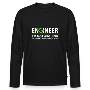 Ingenieur Ich streite nicht Lustiges Ingenieurzitat - Männer Premium Bio Langarmshirt - Schwarz - Vorne - Nico (187cm)