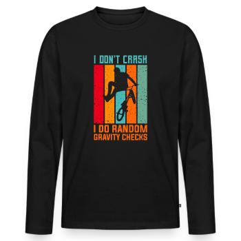 Drôle de citation de vélo de montagne - T-shirt manches longues Premium bio Homme - noir - Devant - Nico (187cm)