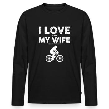Conception de vélo de montagne pour hommes papa vélo mari - T-shirt manches longues Premium bio Homme - noir - Devant - Nico (187cm)