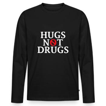 Nous portons du rouge pour la semaine du ruban rouge Câlins pas drogues - T-shirt manches longues Premium bio Homme - noir - Devant - Nico (187cm)