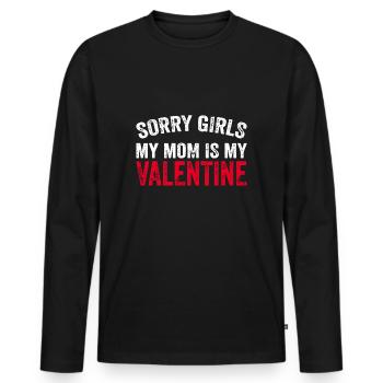 Saint-Valentin désolé mesdames maman est ma Saint-Valentin - T-shirt manches longues Premium bio Homme - noir - Devant - Nico (187cm)