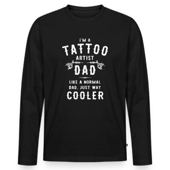 Tattoo Artist Dad Funny Father Tattooist Machines - Men's Premium Organic Long Sleeve Shirt - black - Front - Nico (187cm)