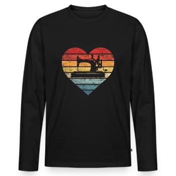 Schneiderin Schneiderin Geschenke Retro Sonnenuntergang Nähen - Männer Premium Bio Langarmshirt - Schwarz - Vorne - Nico (187cm)