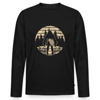 Bigfoot Morel Mushroom Foraging Mycology Shroom - Men's Premium Organic Long Sleeve Shirt - black - Front - Nico (187cm)