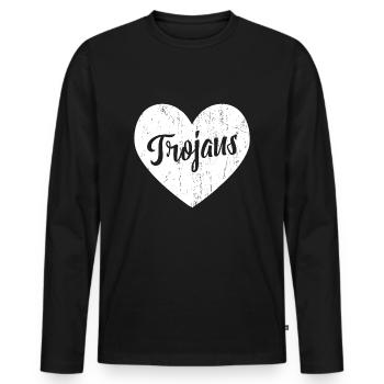 Trojans Schulsport Fan Teamgeist Maskottchen - Männer Premium Bio Langarmshirt - Schwarz - Vorne - Nico (187cm)