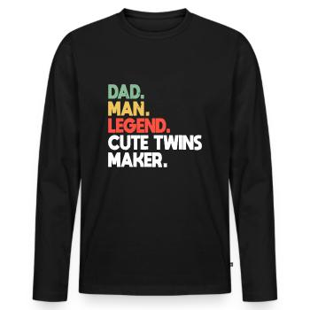 Dad of Twins Cute Twins Maker Daddy of Twins 2023 - Men's Premium Organic Long Sleeve Shirt - black - Front - Nico (187cm)
