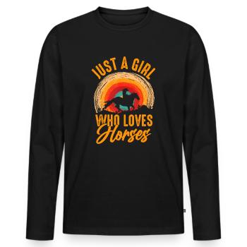 Juste une fille qui aime les chevaux - T-shirt manches longues Premium bio Homme - noir - Devant - Nico (187cm)