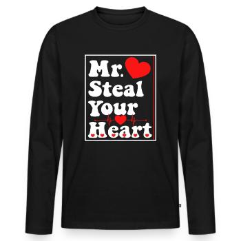Kinder Mr. Steal Your Heart Valentinstag Jungen Kinder - Männer Premium Bio Langarmshirt - Schwarz - Vorne - Nico (187cm)