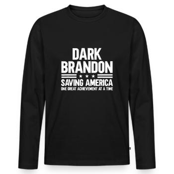 Dunkler Brandon rettet Amerika - Männer Premium Bio Langarmshirt - Schwarz - Vorne - Nico (187cm)