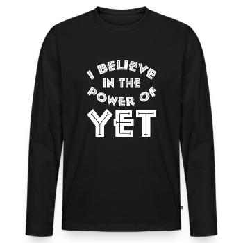 Ich glaube an die Kraft des Nochs, an die Macht des Noch - Männer Premium Bio Langarmshirt - Schwarz - Vorne - Nico (187cm)