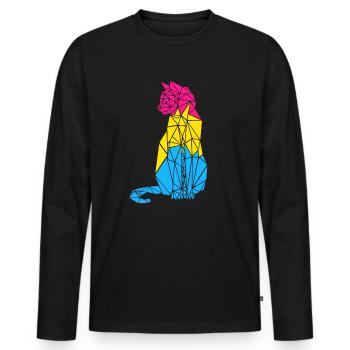 Pansexual Cat Pansexual Flag Colors - Men's Premium Organic Long Sleeve Shirt - black - Front - Nico (187cm)