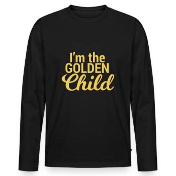 Je suis l’enfant en or de l’enfant préféré de maman/papa - T-shirt manches longues Premium bio Homme - noir - Devant - Nico (187cm)