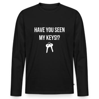 Hast du meine Schlüssel gesehen, wo sind meine verlorenen Schlüssel lustig - Männer Premium Bio Langarmshirt - Schwarz - Vorne - Nico (187cm)