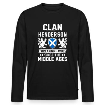Clan HENDERSON famille écossaise Écosse - T-shirt manches longues Premium bio Homme - noir - Devant - Nico (187cm)
