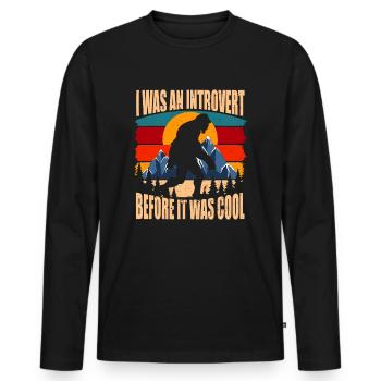 Funny Bigfoot Sasquatch Vintage Retro Sunset - Men's Premium Organic Long Sleeve Shirt - black - Front - Nico (187cm)
