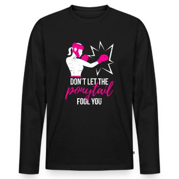 Ne laissez pas la queue de cheval vous tromper Boxing Girl MMA - T-shirt manches longues Premium bio Homme - noir - Devant - Nico (187cm)
