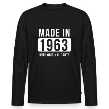 1963 Geburtstag Jahrgang 1963 - Baujahr 1963 - Männer Premium Bio Langarmshirt - Schwarz - Vorne - Nico (187cm)