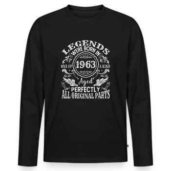 Jahrgang 1963 Klassisch Drehen 60 Jahre 60er Jahre - Männer Premium Bio Langarmshirt - Schwarz - Vorne - Nico (187cm)
