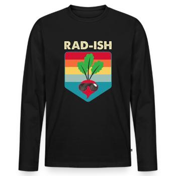 Rad-ish Lustiger Rettich-Liebhaber Veganes vegetarisches Essen - Männer Premium Bio Langarmshirt - Schwarz - Vorne - Nico (187cm)