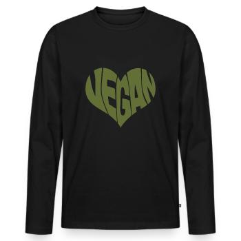 Vegan Dicton Conception de forme de cœur / Promouvoir la plante - T-shirt manches longues Premium bio Homme - noir - Devant - Nico (187cm)