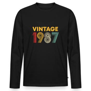 Millésime 1987 36ème anniversaire Cadeau Hommes Femmes 36 ans - T-shirt manches longues Premium bio Homme - noir - Devant - Nico (187cm)
