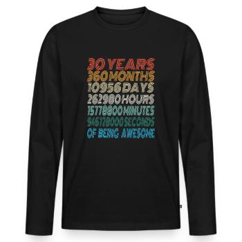 Cadeau 30e anniversaire né en 1990 Hommes Femmes Rétro - T-shirt manches longues Premium bio Homme - noir - Devant - Nico (187cm)